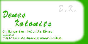 denes kolonits business card
