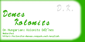 denes kolonits business card